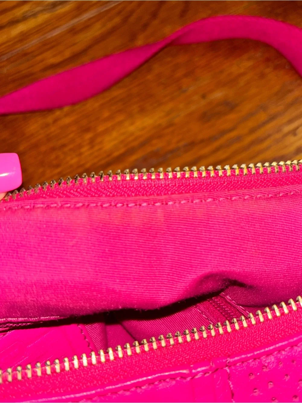 Coach F23241 Pink Perforated Leather Convertible Hobo Crossbody Bag